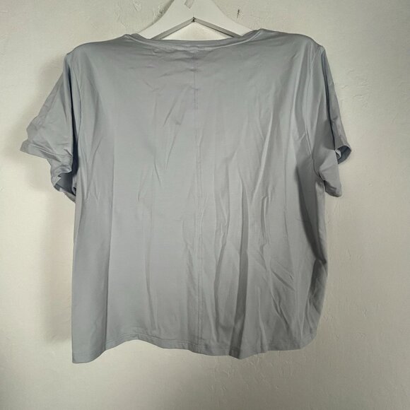 Athleta Womens Essential V-Neck Tee Short Sleeve T-Shirt Light Blue XL New - Picture 2 of 8